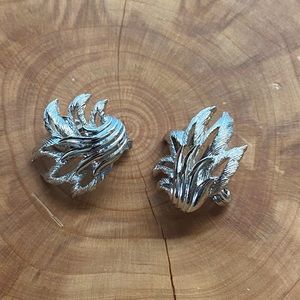 Monet silver tone clip earrings